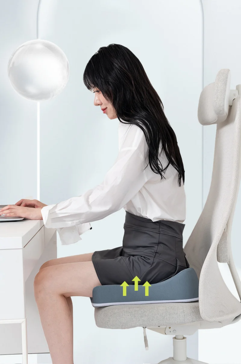 Memory Foam Seat Cushion Ergonomic Sitting Pad with Center Groove Ideal for Long Sitting in Office Home Car or Desk Chair