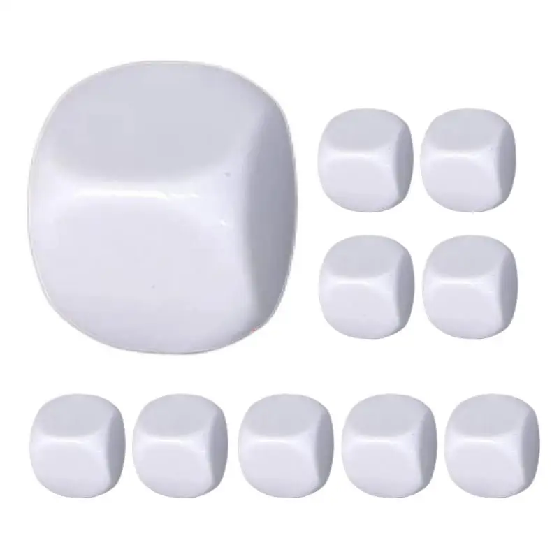 Blank Dice Cubes 10X Rounded Acrylic White Dice Cubes Six Sided Write On White Cubes For Sticker Numbers Building Blocks Making