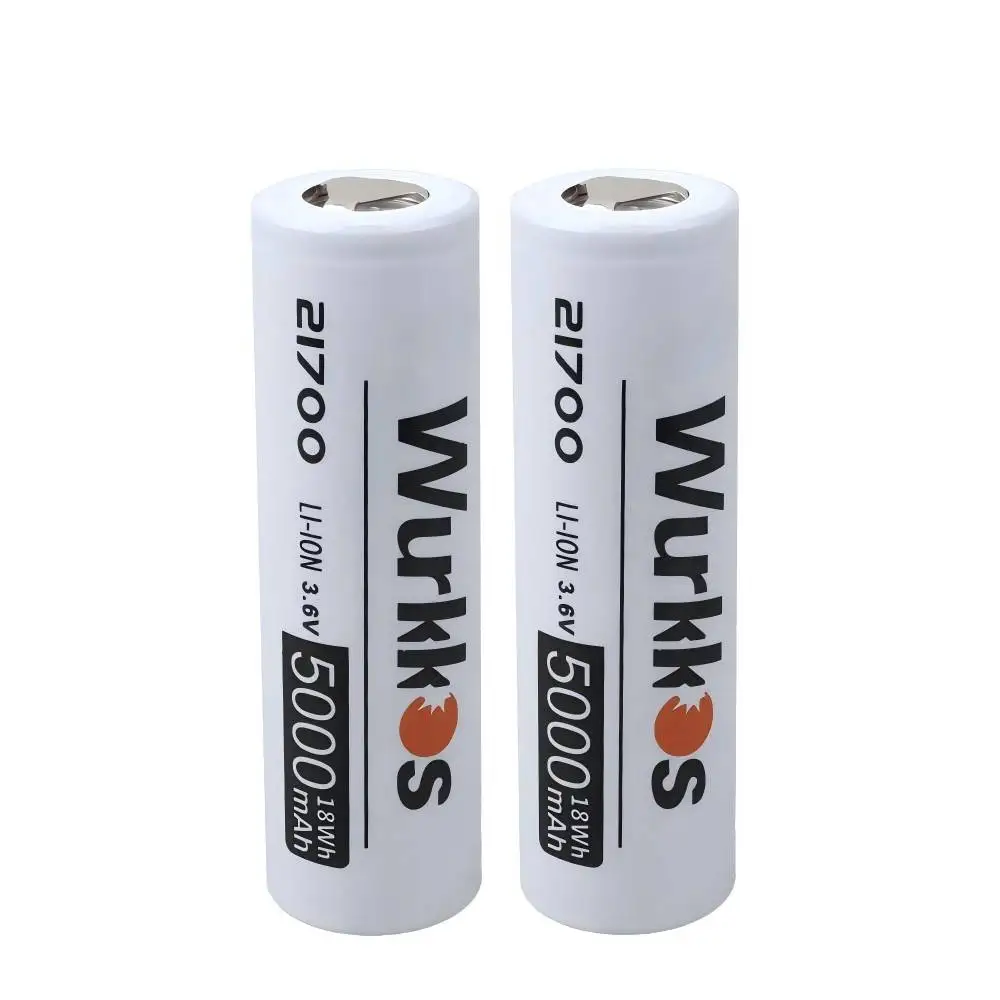Wurkkos 21700 5000mAh 충전식 리튬 배터리 3C 15A 플라스틱 손전등 포함