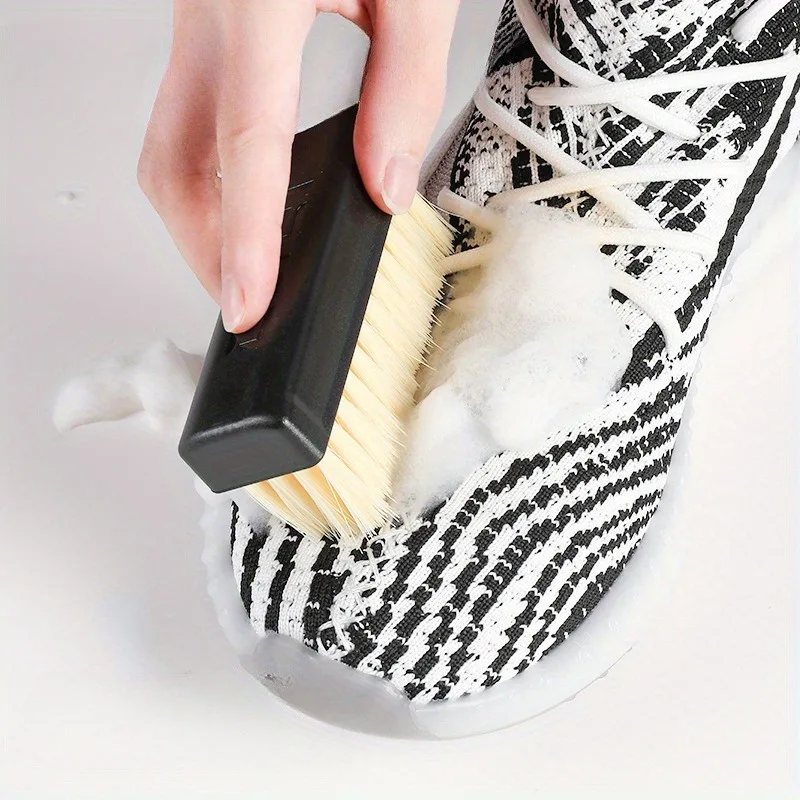 Dual-Strength Plastic Shoe Brush Set - Soft White Bristles & Firm Black Bristles for Effective Cleaning