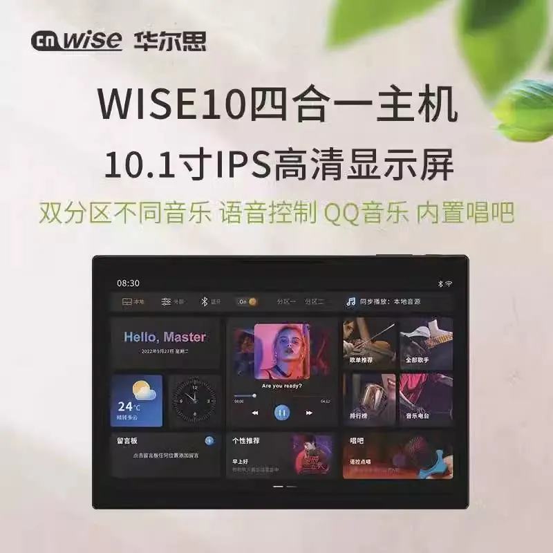 Ten-inch Smart Background Music Host 10.1-inch Dual-partition Central Control Screen For Home Use Tuya
