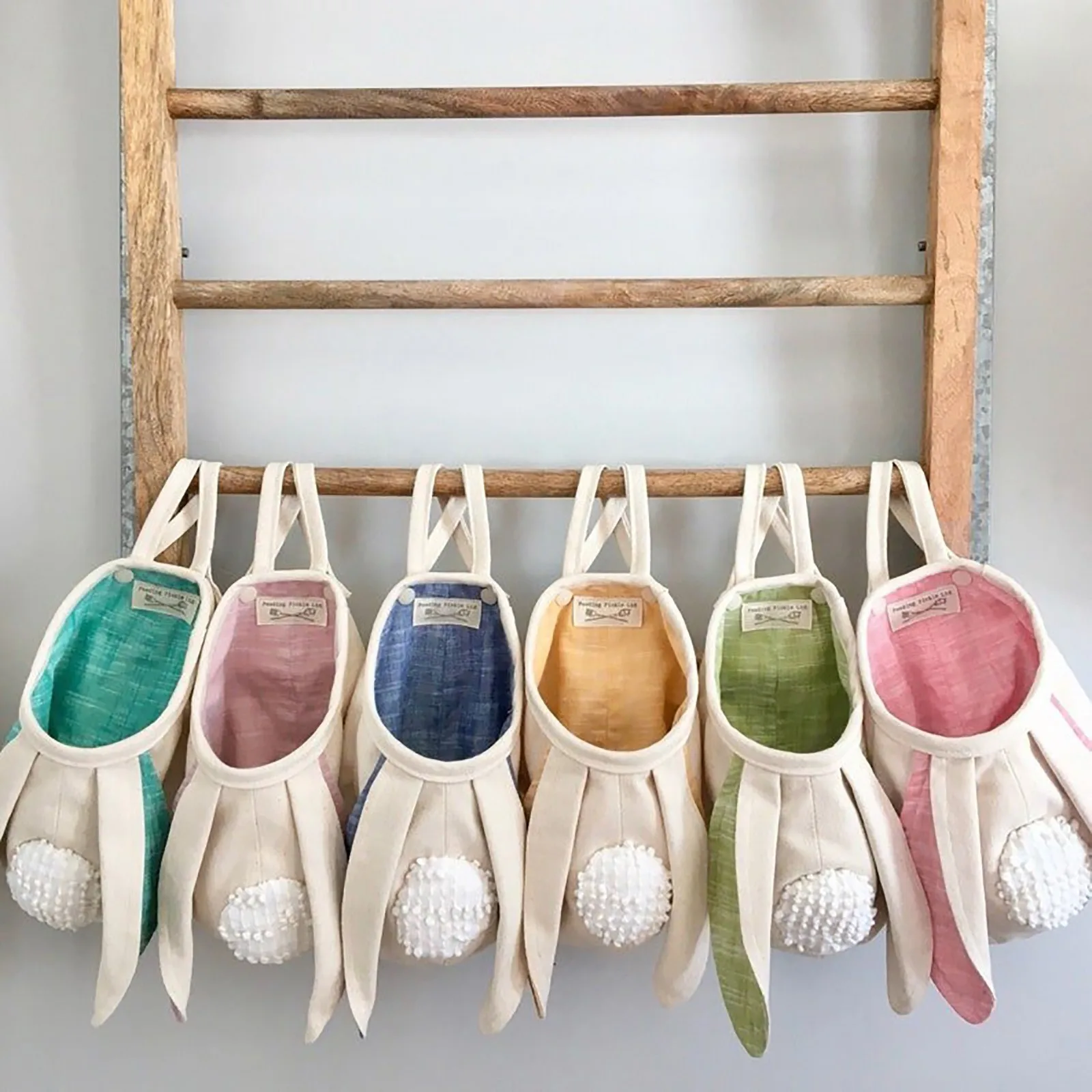 Fabric Hanging Basket Bunny Ear Hanging Storage Basket Kids Room Organizer Cute Colorful Wall Mounted Pouch For Nursery Decor T1