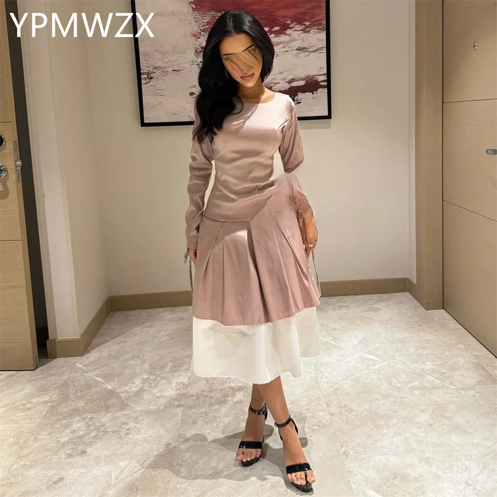 

Customized Prom Gown Formal Women Evening Dress YPMWZX Scoop Neckline A-line Tea Length Skirts Draped Bespoke Occasion Dresses P