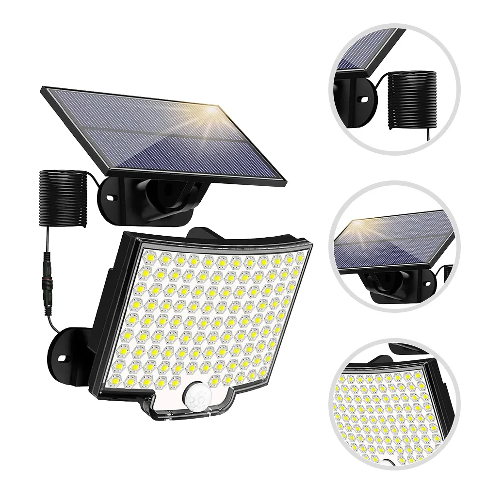

106LEDs Sensor Black Solar Flood Lights Outdoor ABS Wall Mounted Outdoor Landscape Lighting Solar Flood Lights