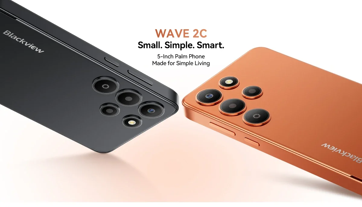 Blackview WAVE 2C Mini Palm Smartphone, 12GB RAM(3GB +9GB RAM) 32GB ROM, 5 Inch Small Screen, Android 16, 3000mAh Battery, 1080P Video Recording, Face Unlock, Google Lens, Free Soft TPU Protective Case