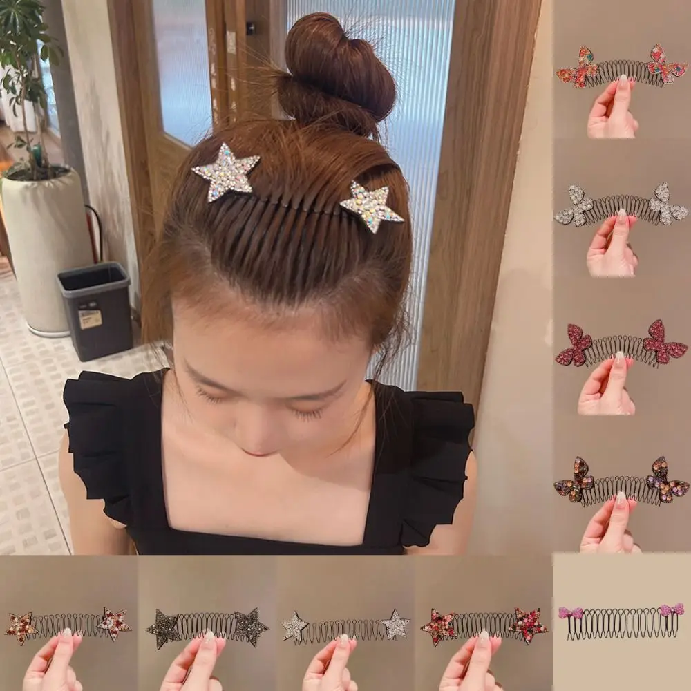 

Rhinestone U Shape Hair Styling Comb Butterfly Star Invisible Extra Hair Holder Hair Wear Headwear Spring Hair Comb Daily