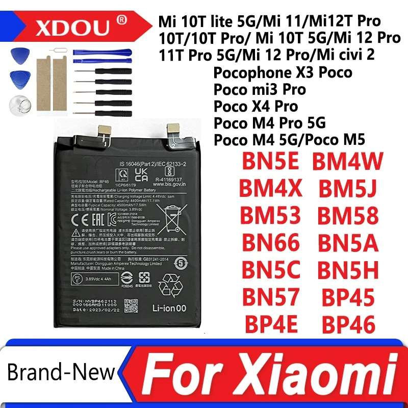 New BN5E BM4W BM4X BM5J BM53 BM58 BN66 BN5A BN5C BN5H BN57 BP45 BP4E BP46 For Xiaomi 11T Pro 5G/10T lite/Mi 12T Pro/10T Pro