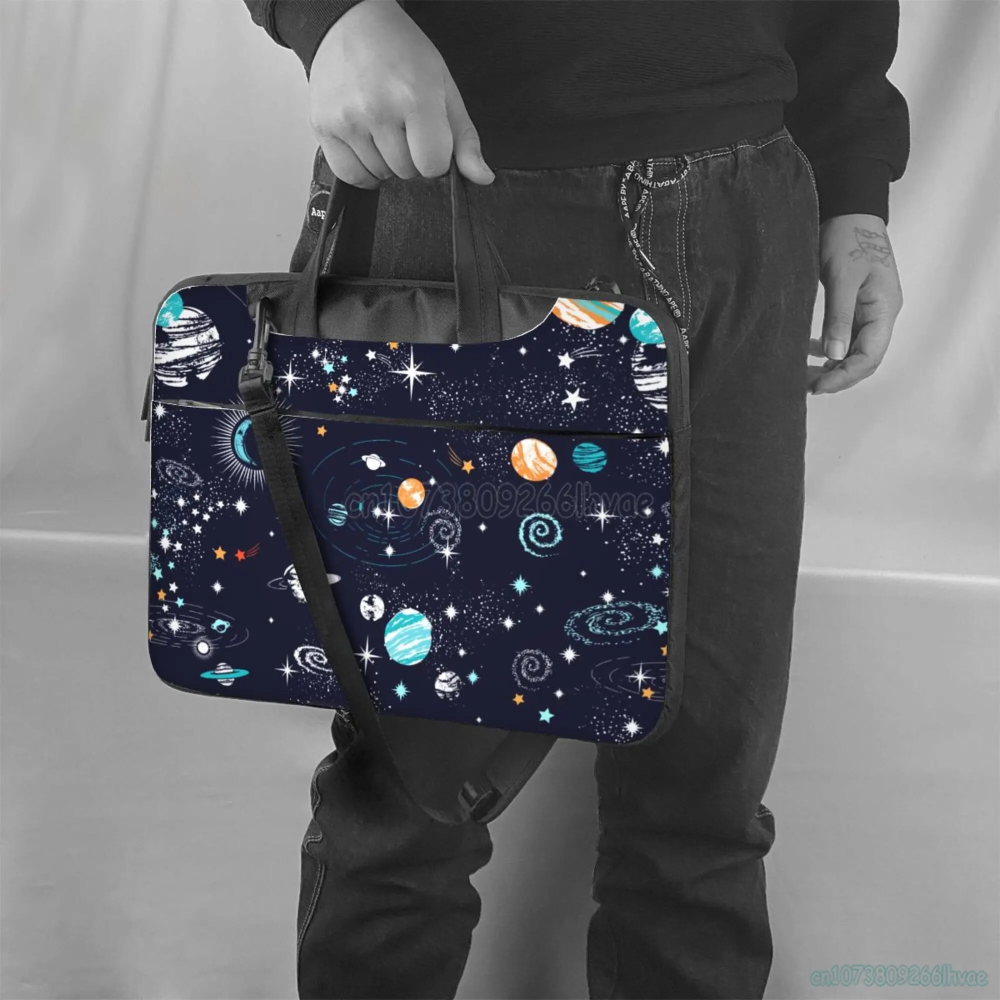 Blue Galaxy Space Planet Protective Water Resistant Laptop Case Bag Sleeve with Handle for MacBook 15.6 Inch Carrying Handbag