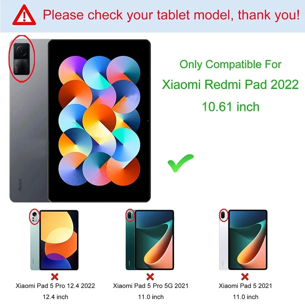 Redmi Pad Case 2022 10.61 inch Ultra Thin Leather Cover Sleep Wake Function Stand Case funda for Xiaomi Redmi Pad 10.61