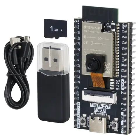 Freenove ESP32 Camera Board Kit 1GB Card, Onboard WiFi+BT, 240 MHz 32-bit Dual-core, Python C Code, Example Projects Tutorial