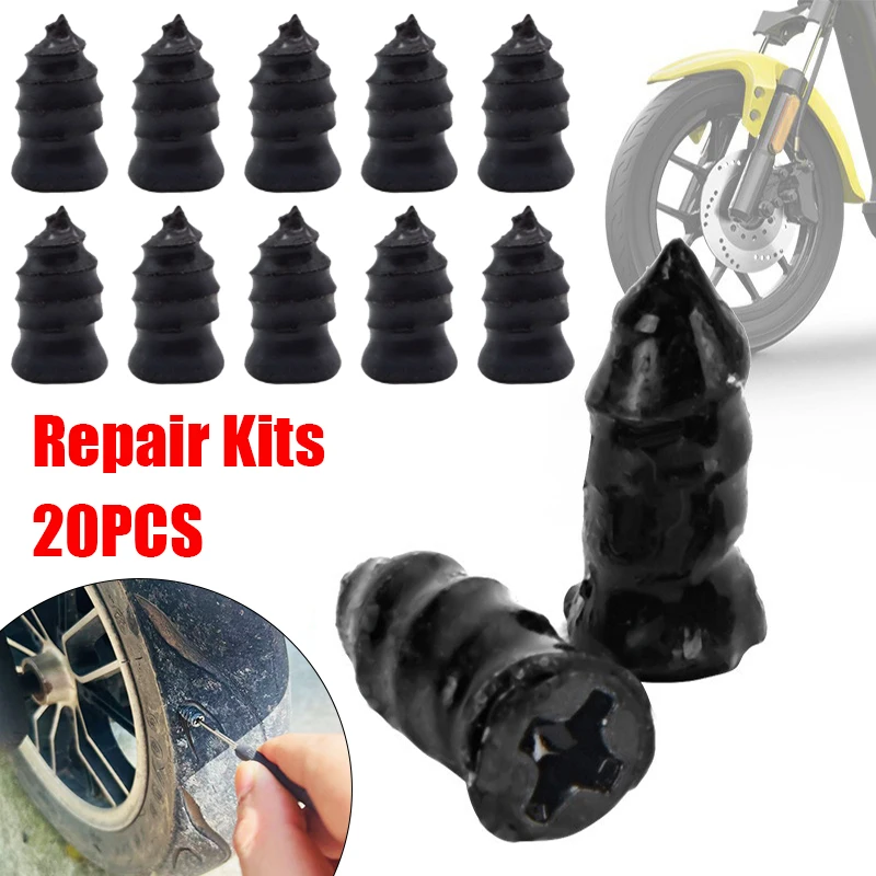 20PCS Vacuum Car Tyre Repair Rubber Nail Set Universal Tire Screw Tubeless Repair Tools Accessories Kit for Motorcycle Truck