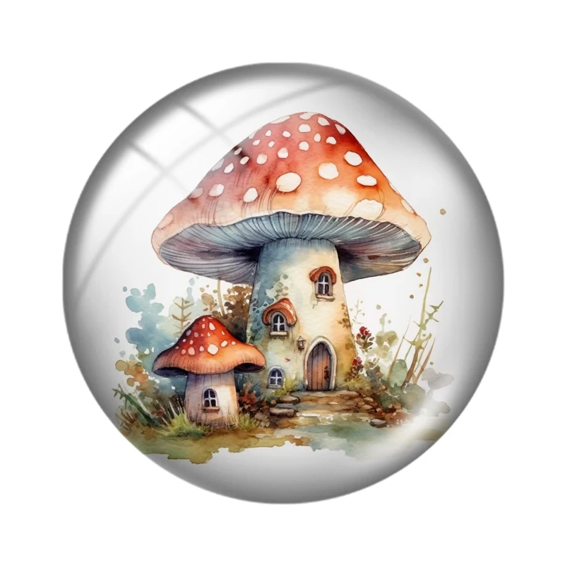 Watercolor fairy house 10pcs 12mm/18mm/20mm/25mm Round photo glass cabochon flat back Necklace Making findings