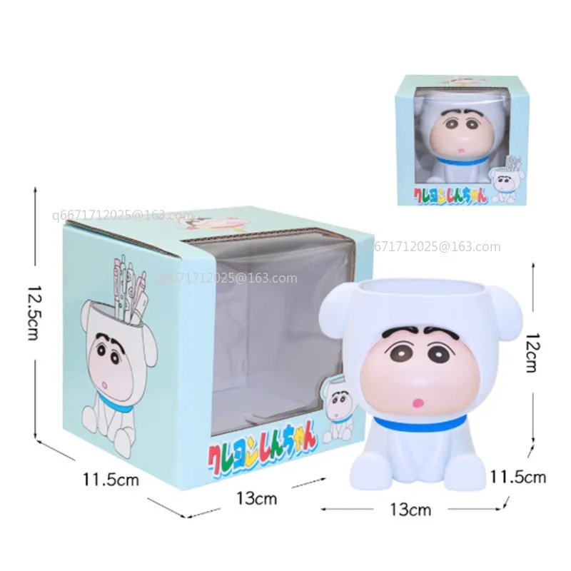 Figurki z anime Crayon Shin-chan, gadżety, ozdoby dekoracyjne z kreskówek, pudełko do przechowywania, akcesoria na biurko, organizer, pojemniki na długopisy, prezent