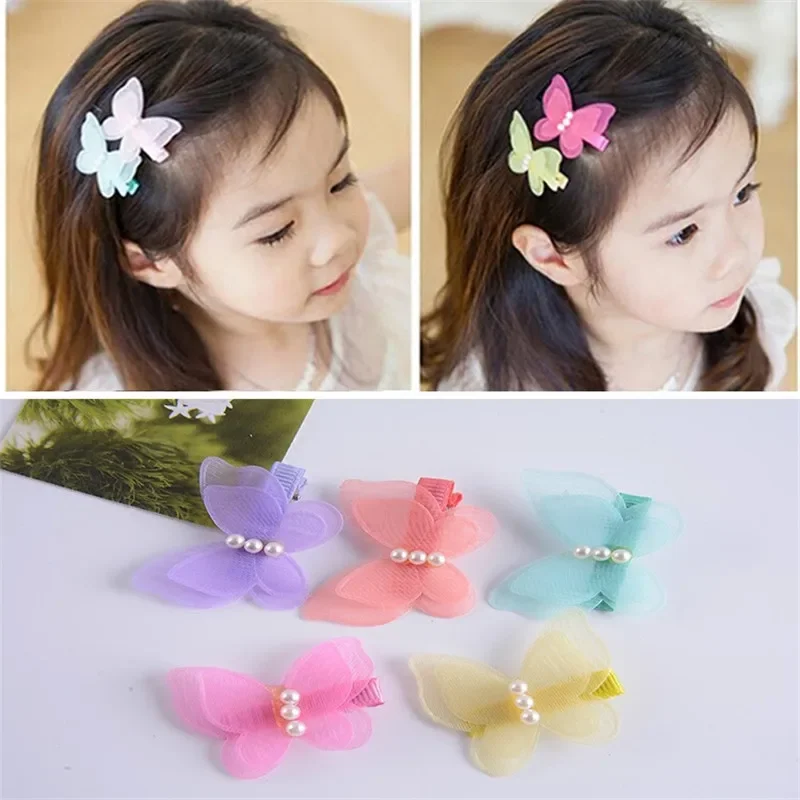 

8Pcs/lot Cute Colorful Butterfly Pearl Hair Clips Kids Gift Hairpins Children Butterfly Hair Clips Girls Hair Accessories