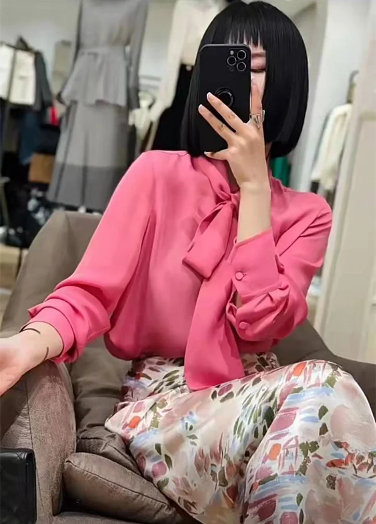 

New Spring Summer Women's irt Pink Sa High Waist Bodycon Print Skirt Commute Sle Long Sve Regular Length Butter...