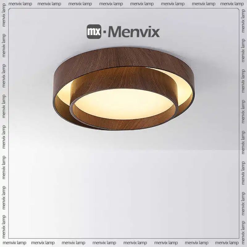 Menvix Nordic Walnut Wood LED Ceiling Chandelier for Living Dining Room Balcony Bedroom Lamp Home Decor Indoor Lighting Fixture