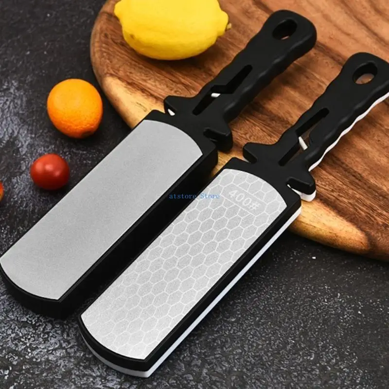 

H37D Double Sided Knife Sharpener Kitchen Diamond Grits Sharpener Easily Use