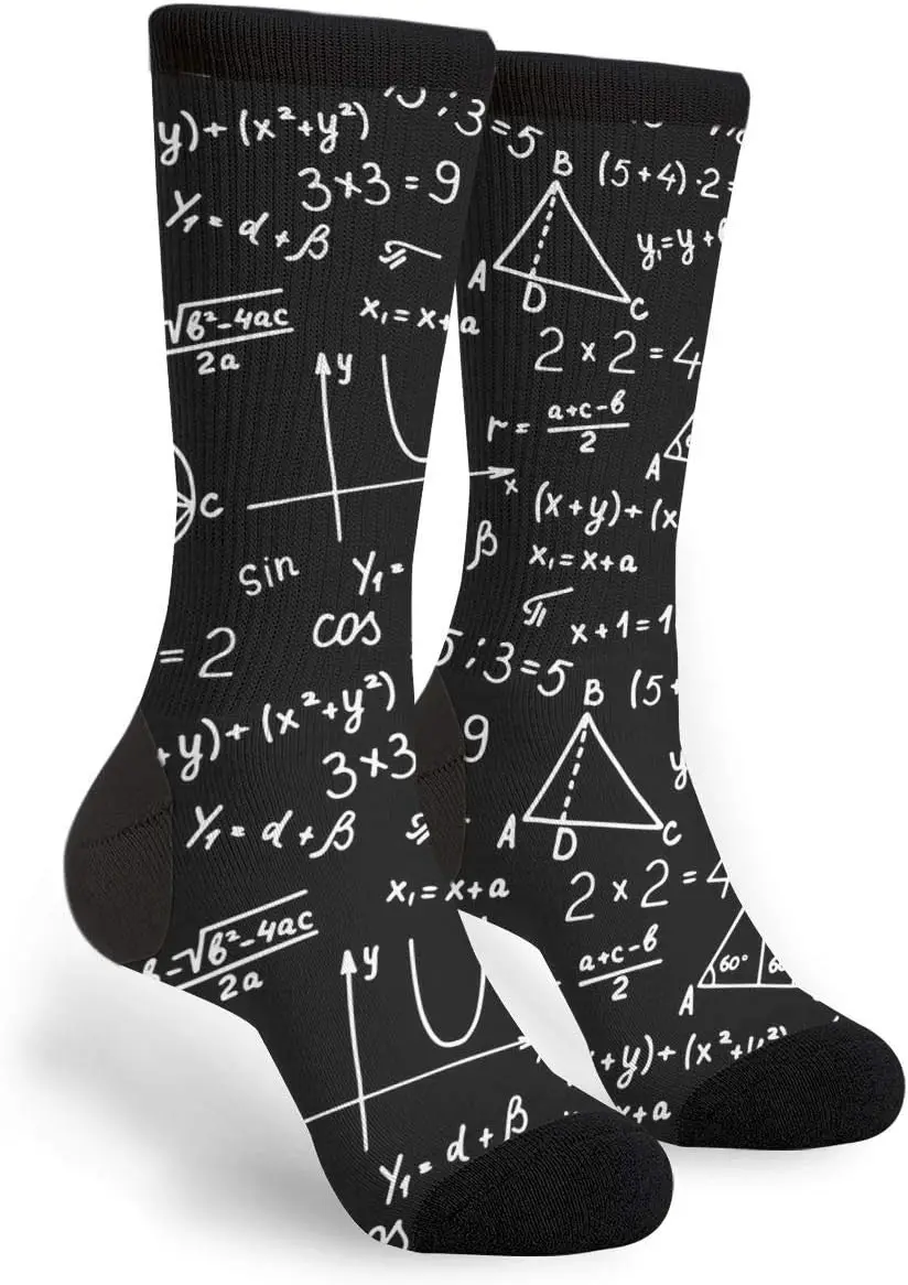 Math Crew Socks Casual Mid Calf Dress Socks Long Tube Socks for Men Women