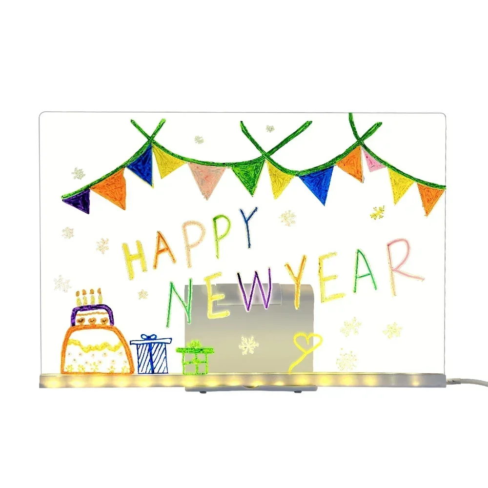 Christmas DIY Erasable LED Board, Acrylic Transparent Surface with Warm Night Light Atmosphere