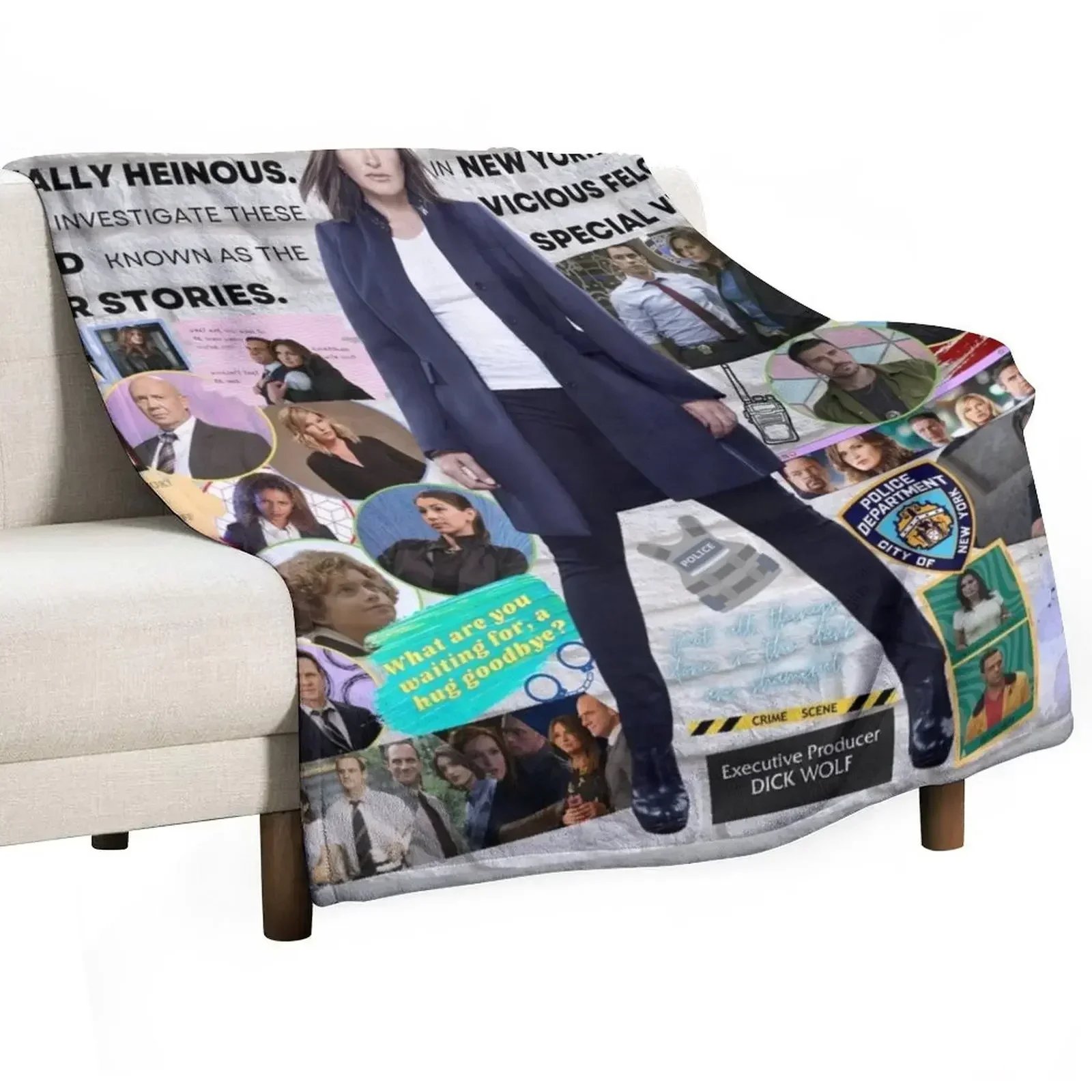 Law & Order SVU Collage Throw Blanket Plaid Flannel Fabric Bed Fashionable Thermals For Travel Flannels Multi-Purpose Blankets
