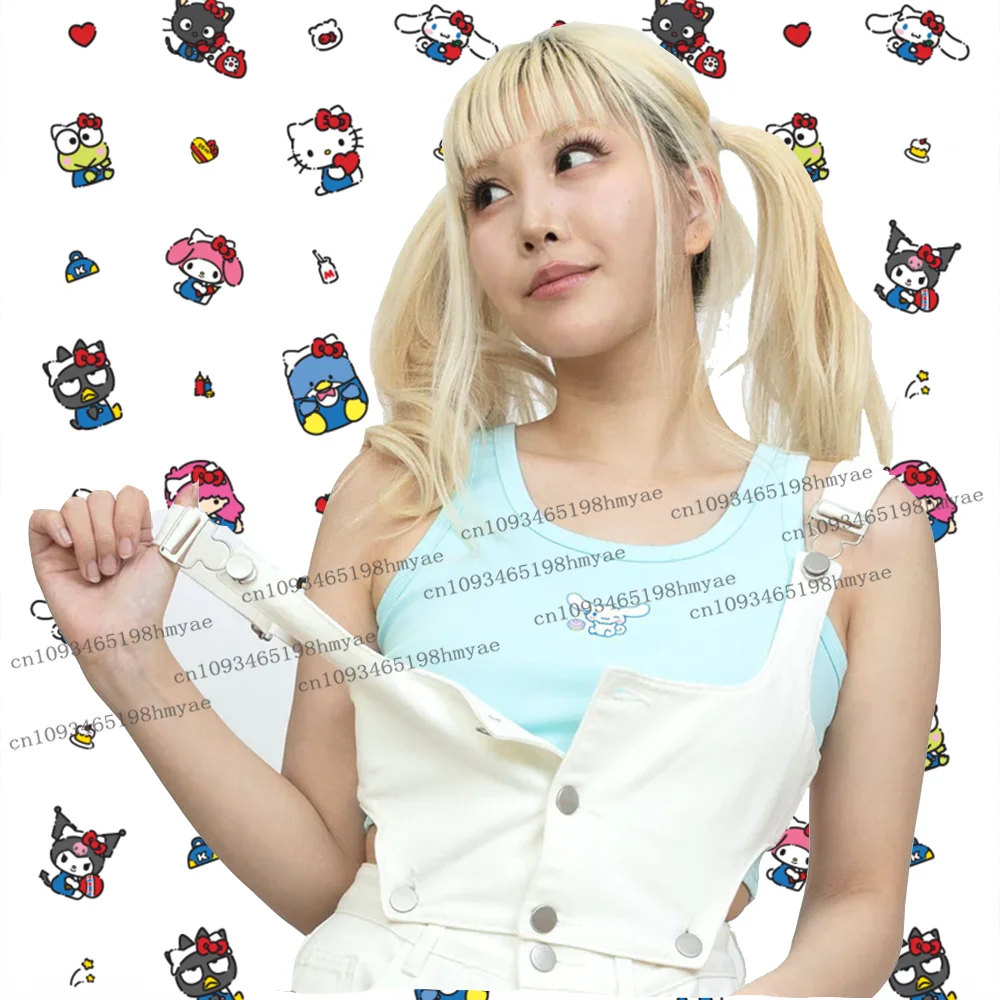 

Summer Cartoon Sanrio Baby Tee Cinnamoroll Crop Tank Tees Y2K Womens Casual High Street Cool Fashion Cute Hot Short Style Vest