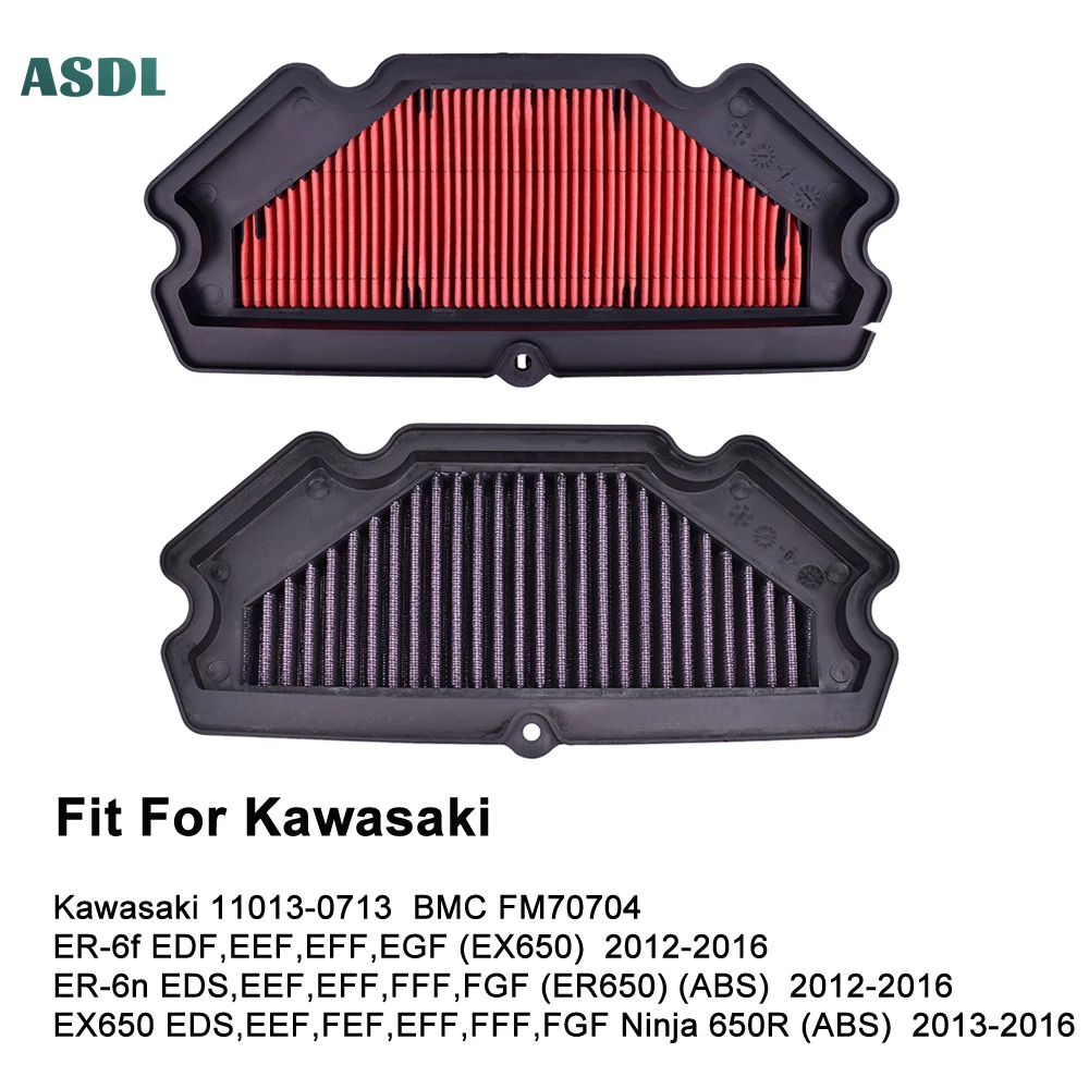 

Motorcycle Air Filter High Flow Washable for Kawasaki ER-6F EDF EEF EFF EGF EX650 2012-2016 ER-6N ER650 EX650 Ninja 650R 2013-16