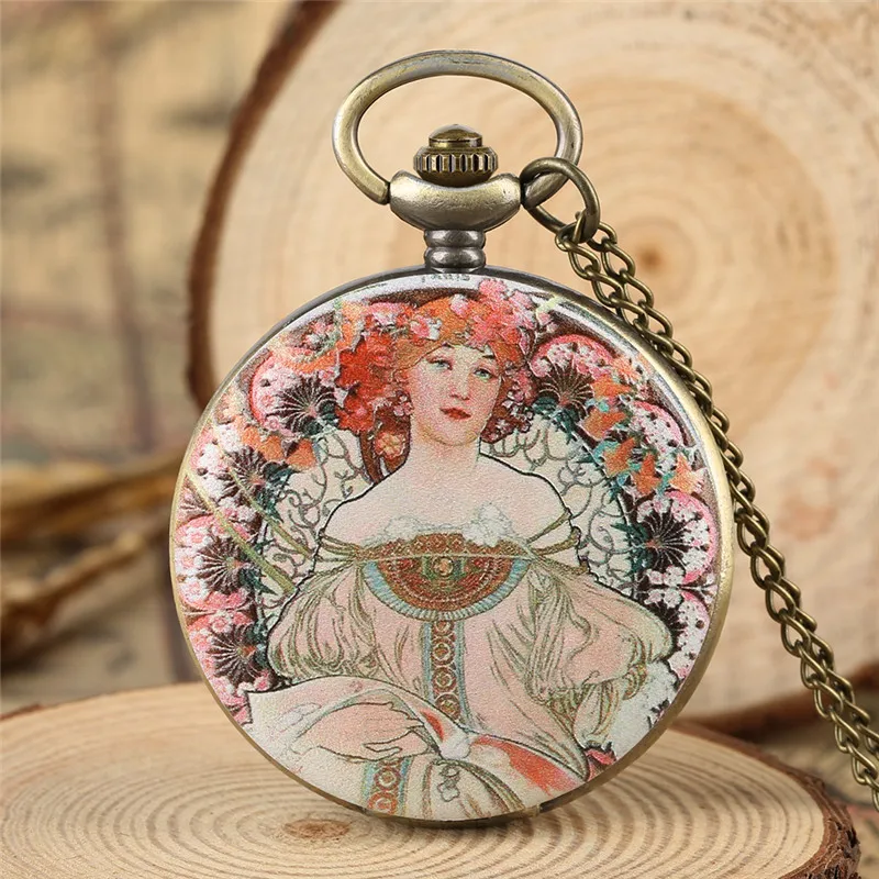 Elegant Lady Bohemian Style Women's Pocket Watch Arabic Number Dial Quartz Movement Timepiece Collectable Clock Sweater Chain