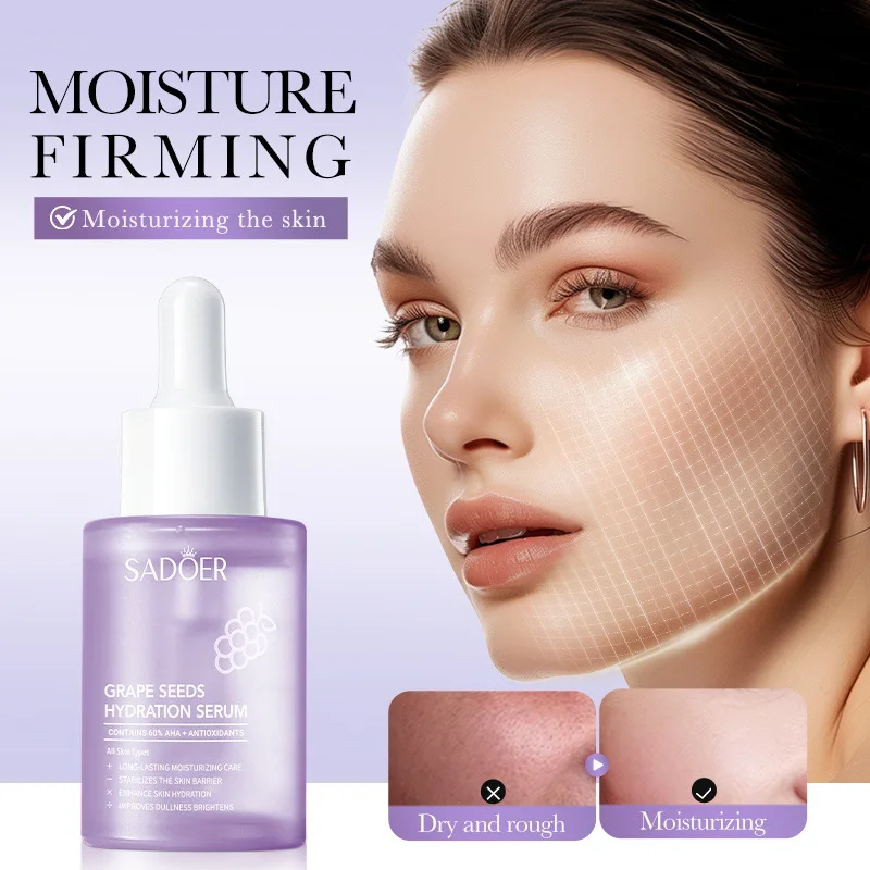 SADOER Grape Seed Face Serum Anti Aging Moisturizing Essence Whitening Firming Anti Wrinkle Natural Skin Care