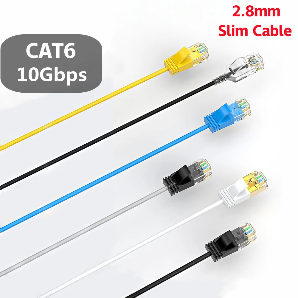 Cat6 Ethernet Slim Cable 10Gbps Network Cable 4 Twisted Pair Patch Cord Internet UTP Cat6a Lan Cable Ethernet RJ45 Slim Cable