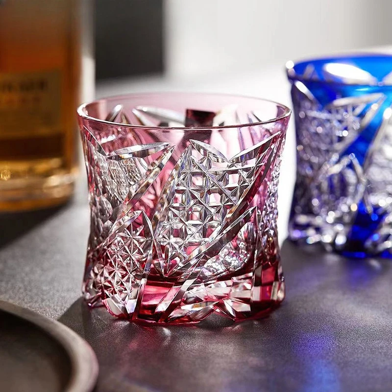 Handmade crystal glass, eight thousand generation cut Guanghua whisky cup