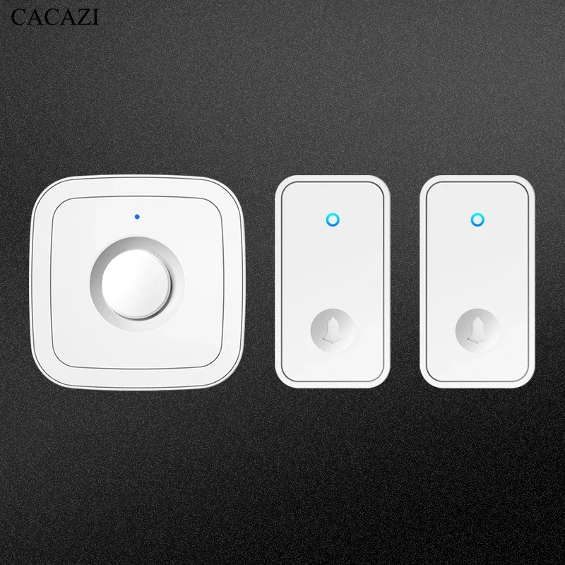 CACAZI Self-powered Outdoor Wireless Doorbell Waterproof Smart Home Door Bell Chime Kit LED Flash Security Alarm Welcome Melodie