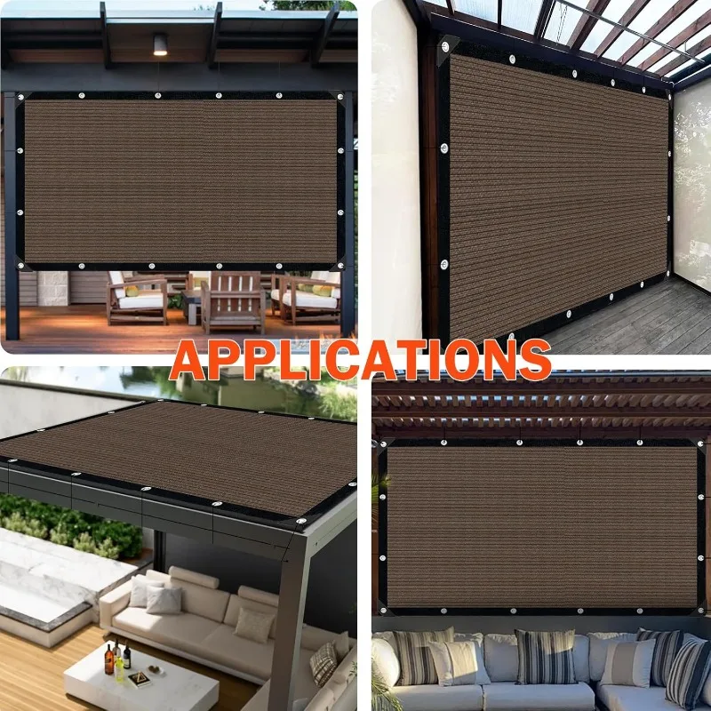 Privacy Screen Sun Shade Net HDPE Anti UV Black Shade Cloth for Garden Balcony Fence Yard Outdoor Heavy Duty with Grommets