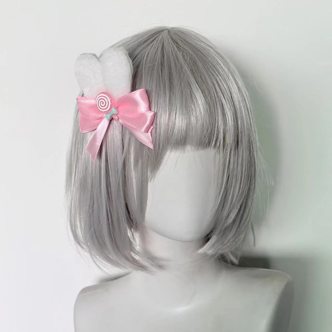 1 Pair Handmade Sweet Girl Blue/Pink Lollipop Rabbit Ear Hair Clip Lolita Bow Side Clip Sweet Girl Cute Hair Accessories