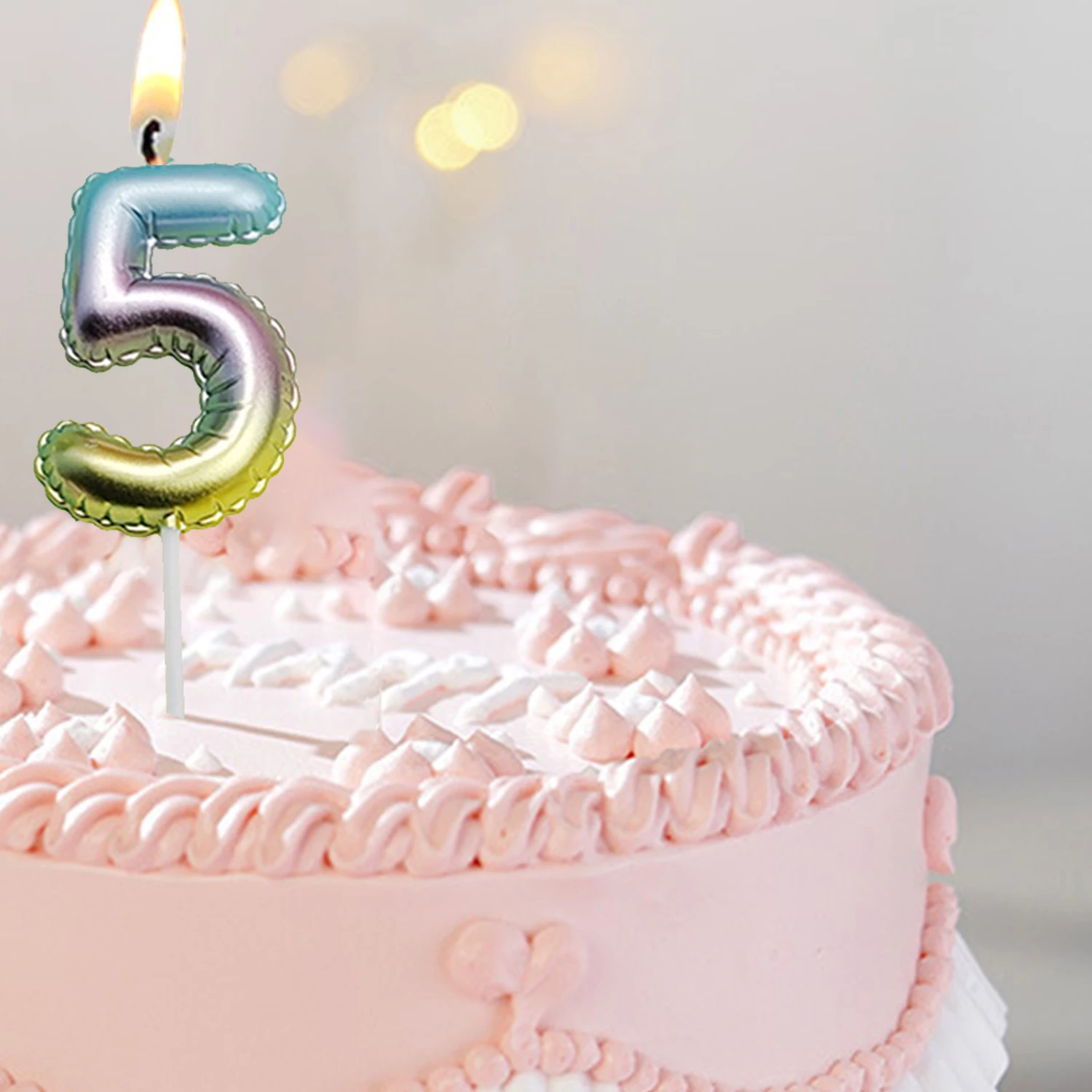 Tri color gradient creative balloon numbers 0-9 gold-plated candles, suitable for birthday cakes, holiday party decorations