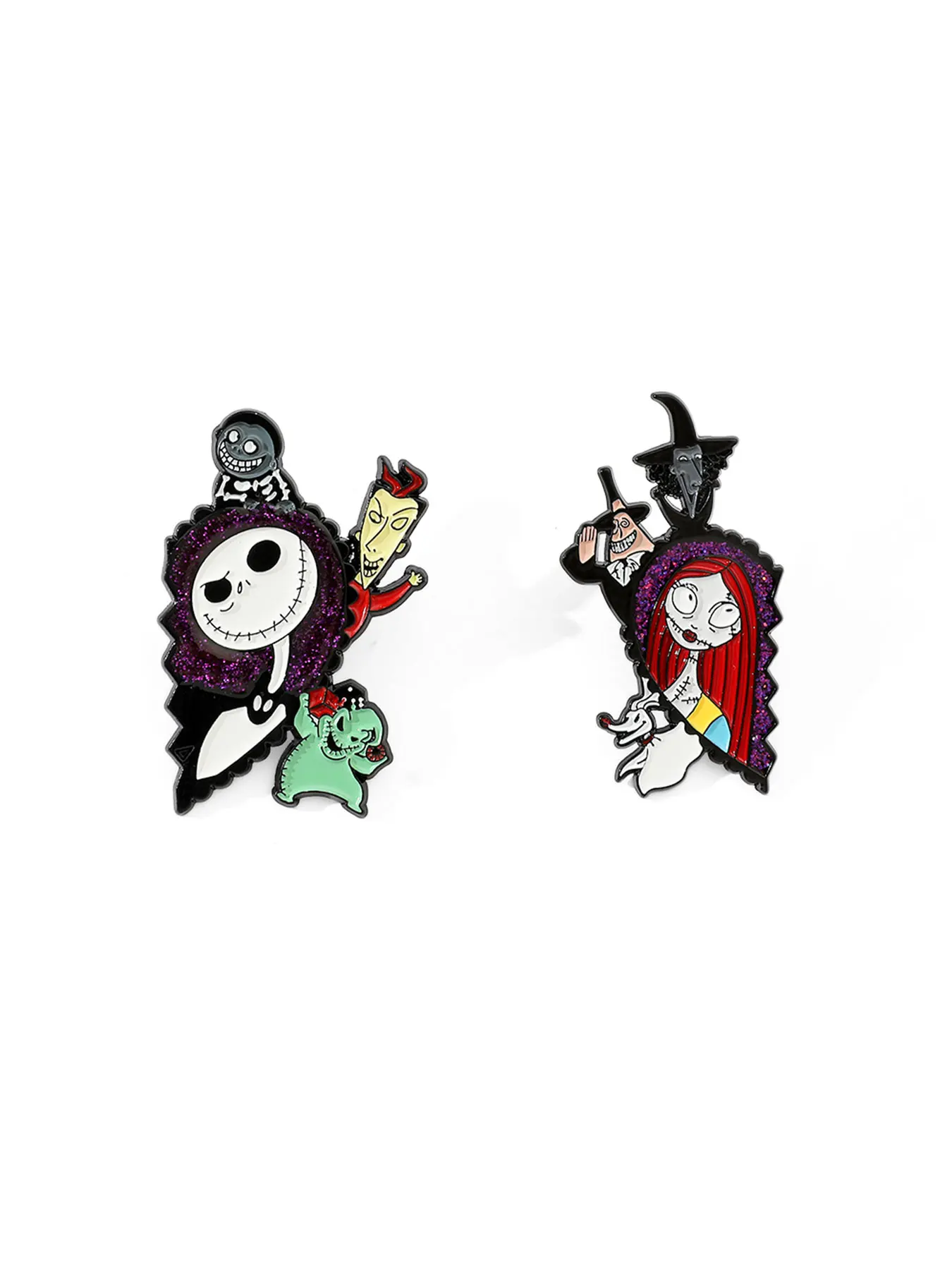 2 Pcs Personality Cartoon Brooch Pretty zombie girl Enamel Pin Backpack Clothing Jewelry Metal Accessory