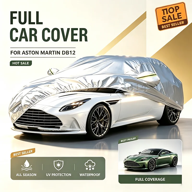 For Aston Martin DB12 All Weather Outdoor Full Car Cover Waterproof Snowproof Dustproof UV Protection Reflective Strips
