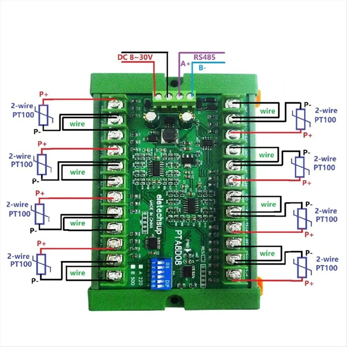 !【New Factory 】 8AI RS485 Analog Input PT100 RTD RS485 Temperature Sensor Acquisition Module Replace K Thermocouple B