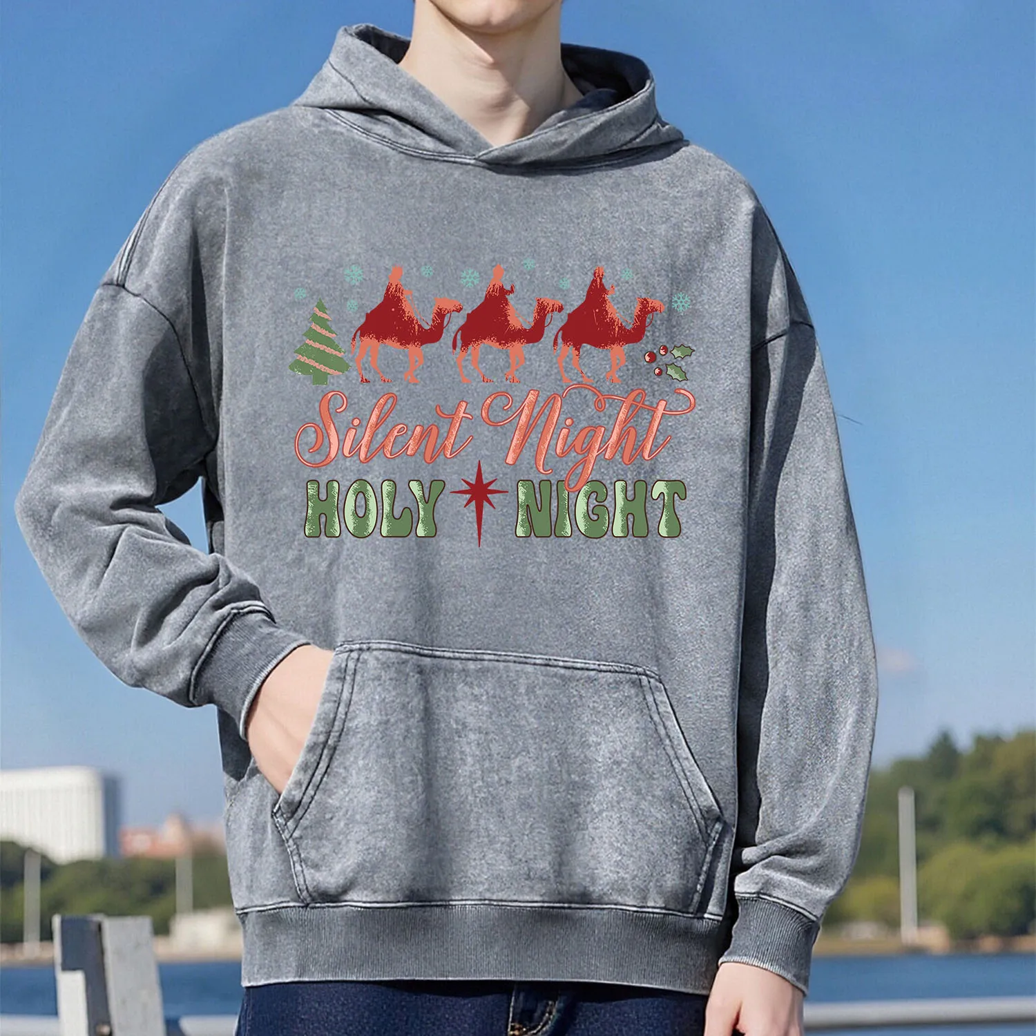 سويت شيرت بقلنسوة بنمط مغسول بتصميم كلاسيكي صامت للجنسين، نمط رياضي غير رسمي مصنوع من القطن الخالص، نمط شارع عصري 400 جرام #1