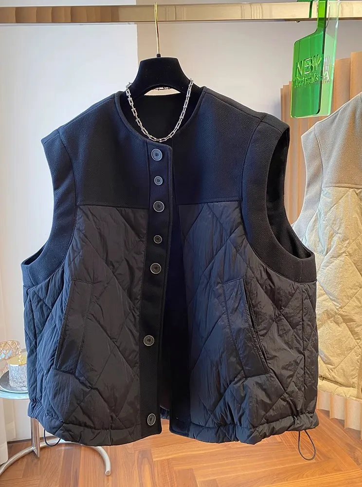 

Новая женская свободная шерстяная жилетка цвета хаки из хлопка, верхняя одежда, дизайнерский стиль, европейский стиль, зимняя куртка 2025 года