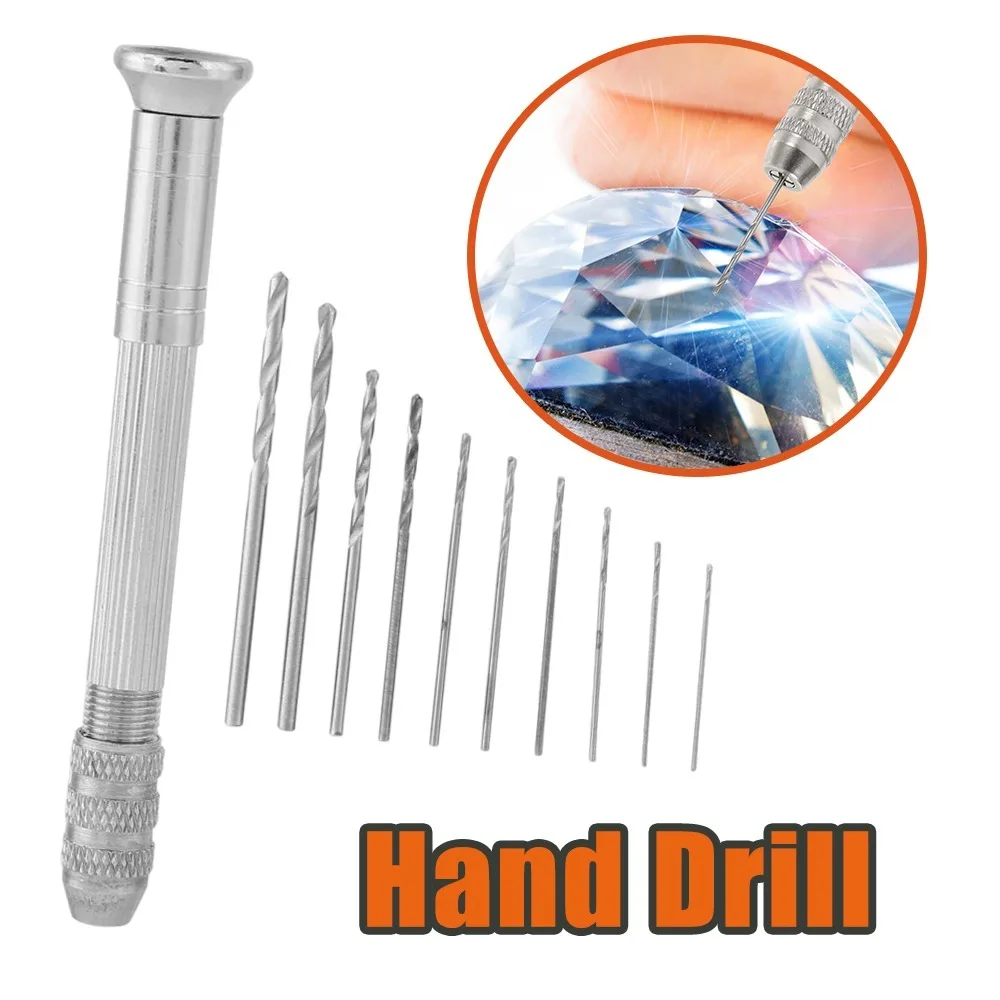 

1 шт./10 шт. мини-ручная дрель ручная спиральная дрель 4 головки 0,8-3,0 мм для изготовления ювелирных изделий из орехового дерева DIY прецизионный вращающийся инструмент