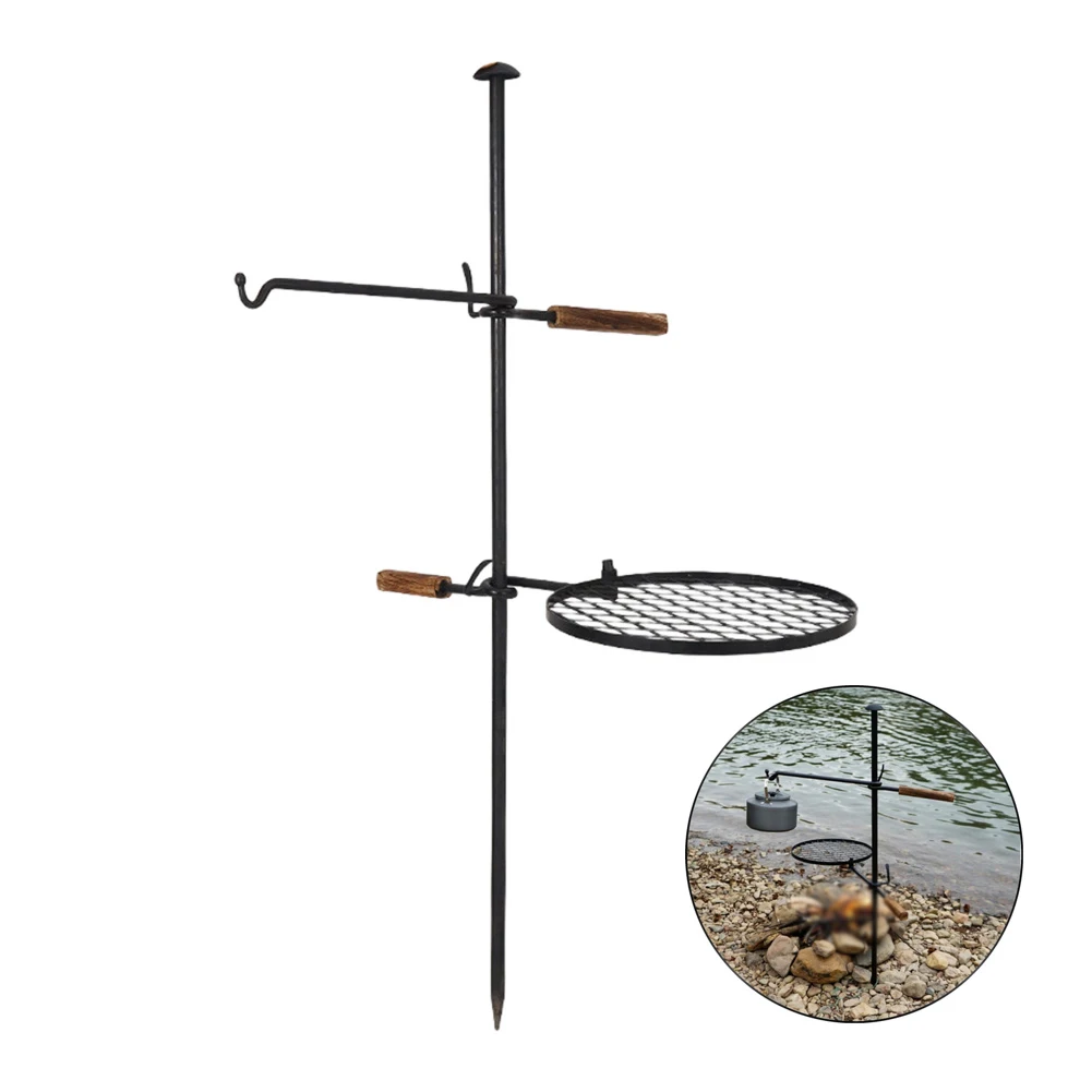 

Outdoor Campfire Grill BBQ Grill Round Iron Fire Bowl Foldable Cooking Grid For Camping Picnic Kitchen Grill Grate Accessories