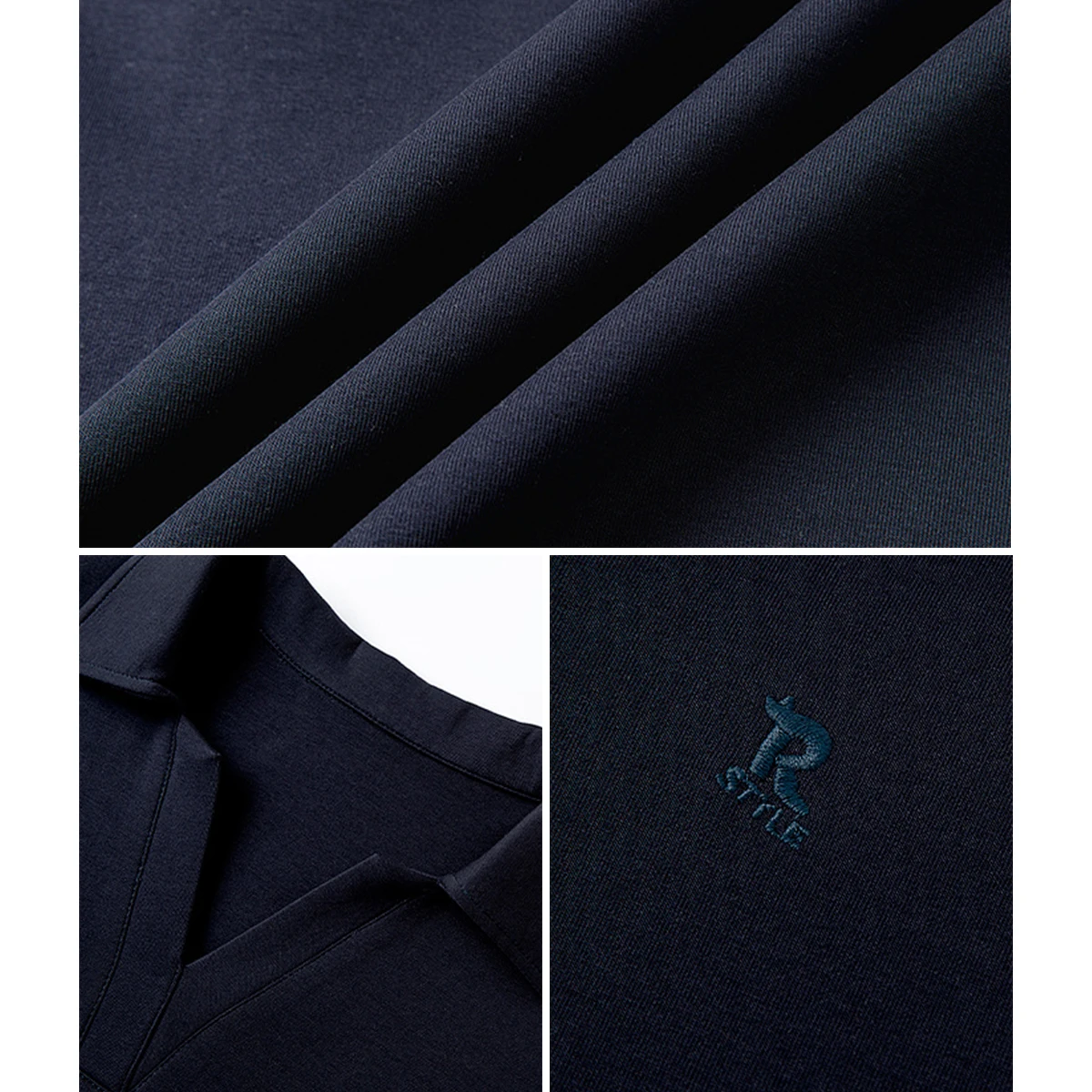 VIMLY Navy Blue Women's Sweatshirts 2025 Autumn Embroider Letter V-neck Turn-down Long Sleeve Thin Knitted Woman Pullovers A2057