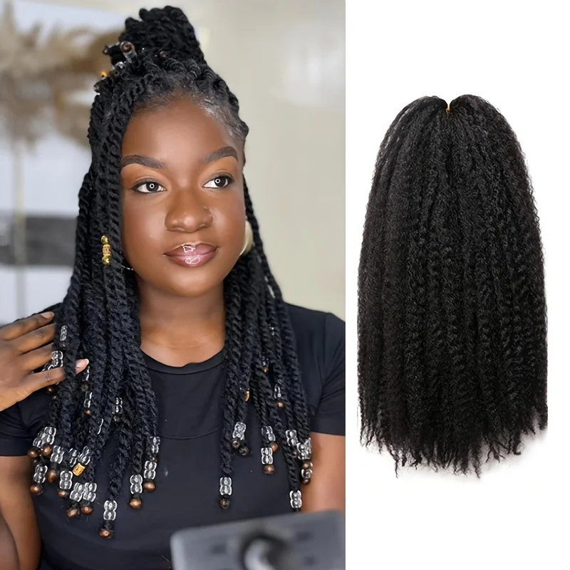 

18-дюймовые волосы Marley Twists, 3 упаковки, плетение волос, длинные афро-кудрявые волосы Marley, плетение волос для завитков, вязанные крючком, синтетические волосы
