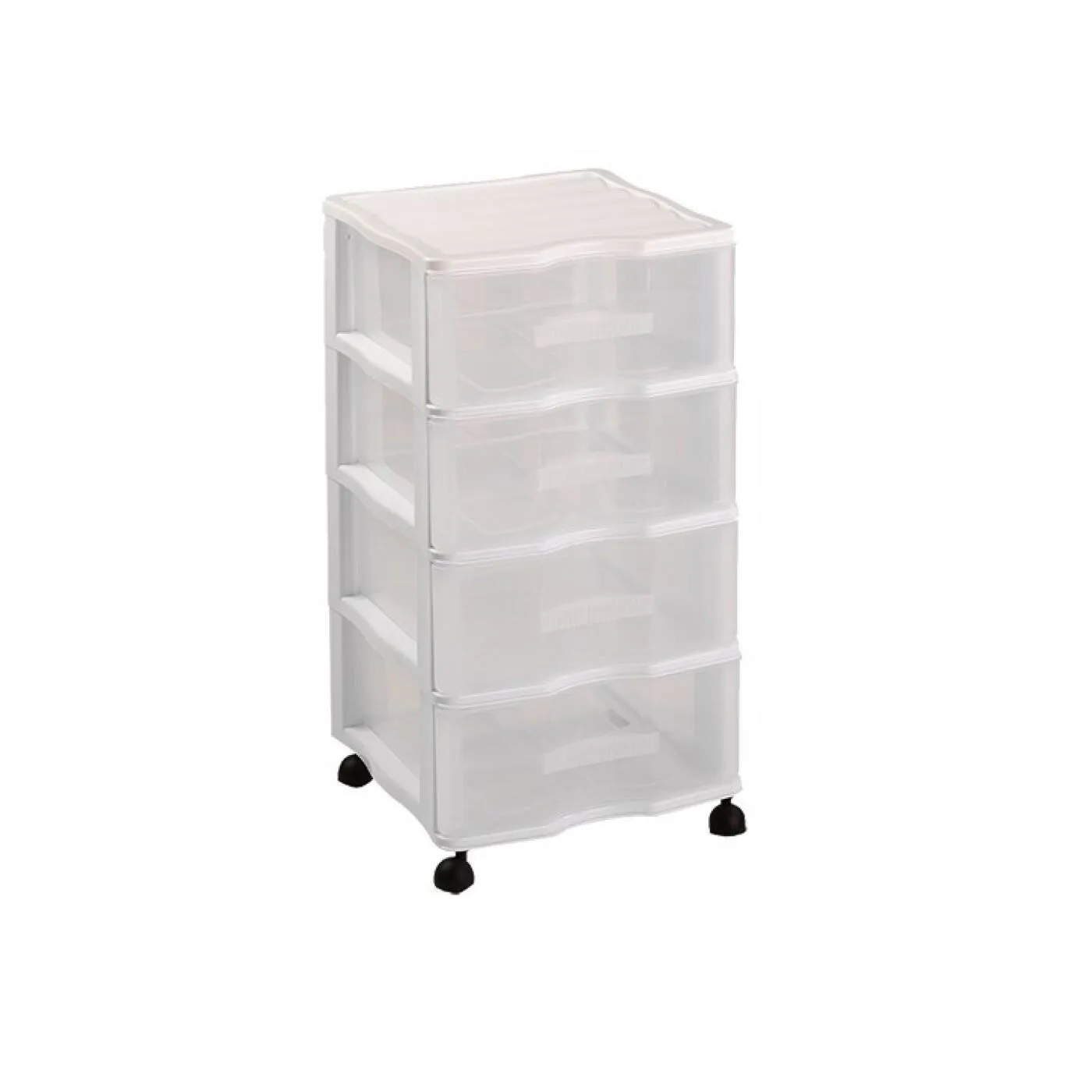 White color wagon 4 Drawers with Wheels 67,5x37x39,3 cm Plastic folios Container Special for Office