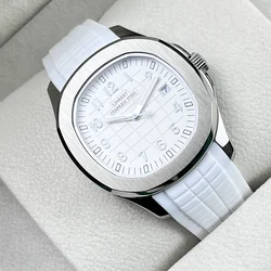 2024 LINBERT New Automatic Mechanical Watch PATEK Men's Watch White Rubber Waterproof Brand Luminous Stainless Steel Men's Watch