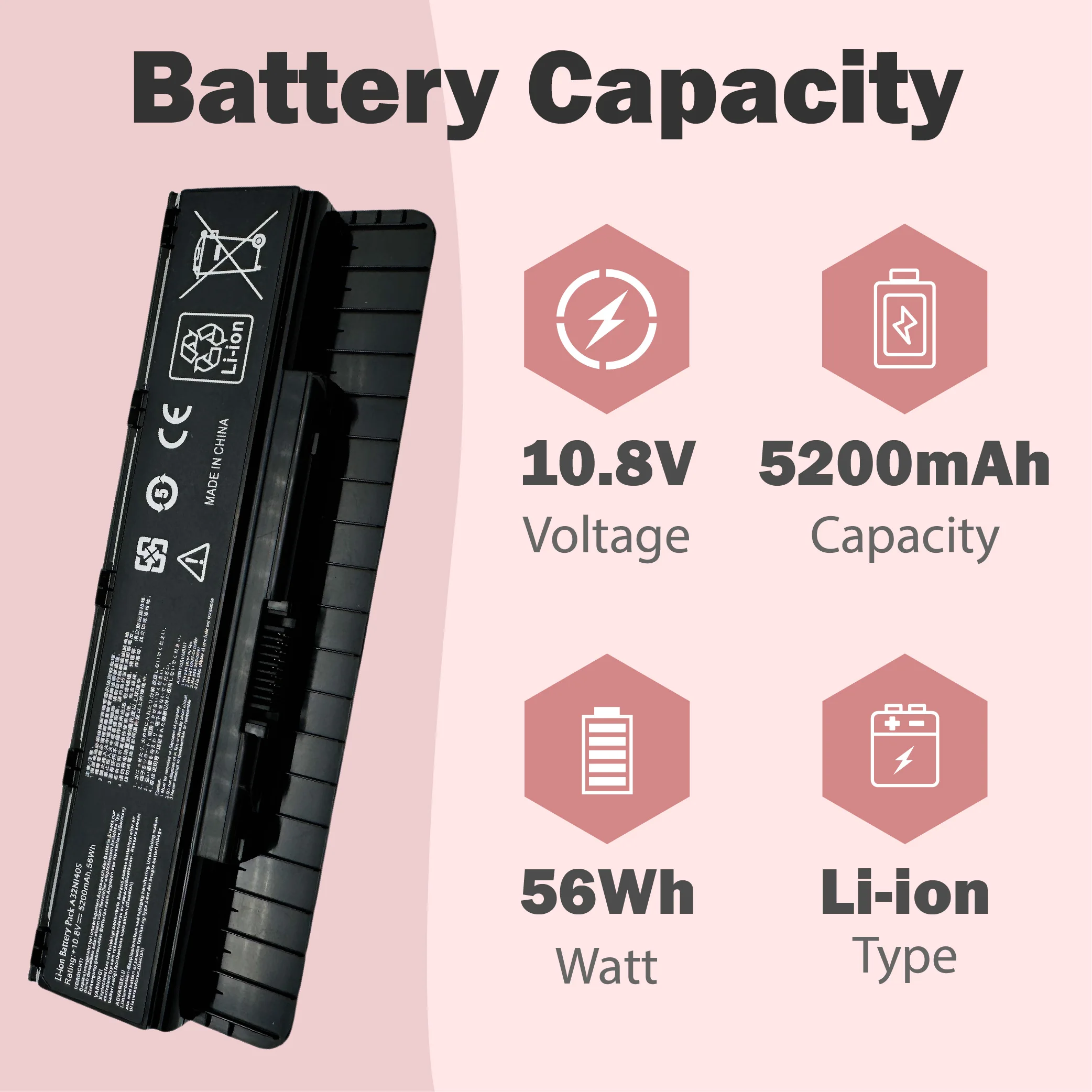 A32N1405 56Wh 5200mAh Laptop Battery for ASUS ROG N551 N751 N751JK G551 G771 G771JK GL551 GL551JK GL551JM G551J G551JK G551M