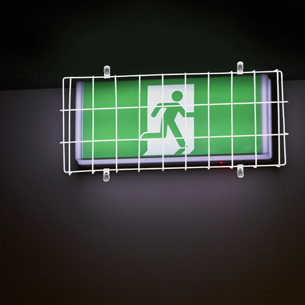 2Pcs Protective Guard Cover for Emergency Exit Lights Rustproof Metal Cover Wall Mounted Safety Sign Wire Protector Modern