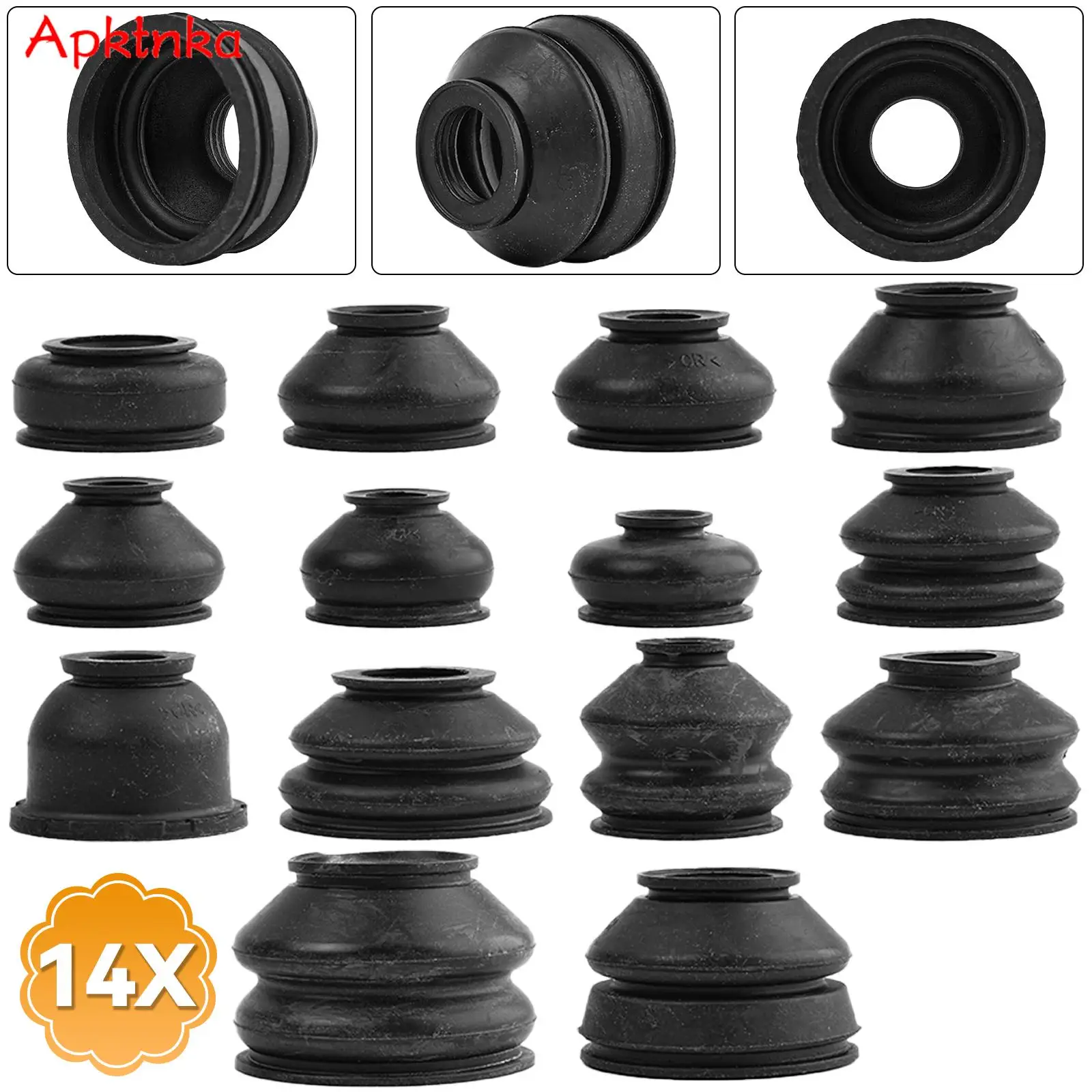 

14Pcs Universal Turn To Rod Arm Ball Joint Head Dust Protection Rubber Cover Track For Car Suspension Steering Parts Accessories