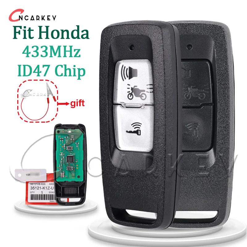 

Motorcycle 35111/35121-K1Z-U11 Remote Key fit Honda PCX160 FORZA ID47 Chip 433Mhz Moto Smart Fob Card Tag Battery Replacement