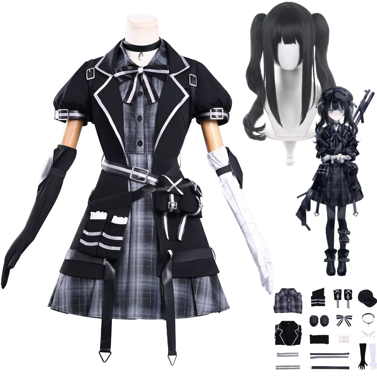 Disfraz de Anime Mahou Shoujo No Majo Saiban Kurobe Nanoka, falda de rejilla negra, abrigo, uniforme, peluca, bonito traje de Navidad para mujer
